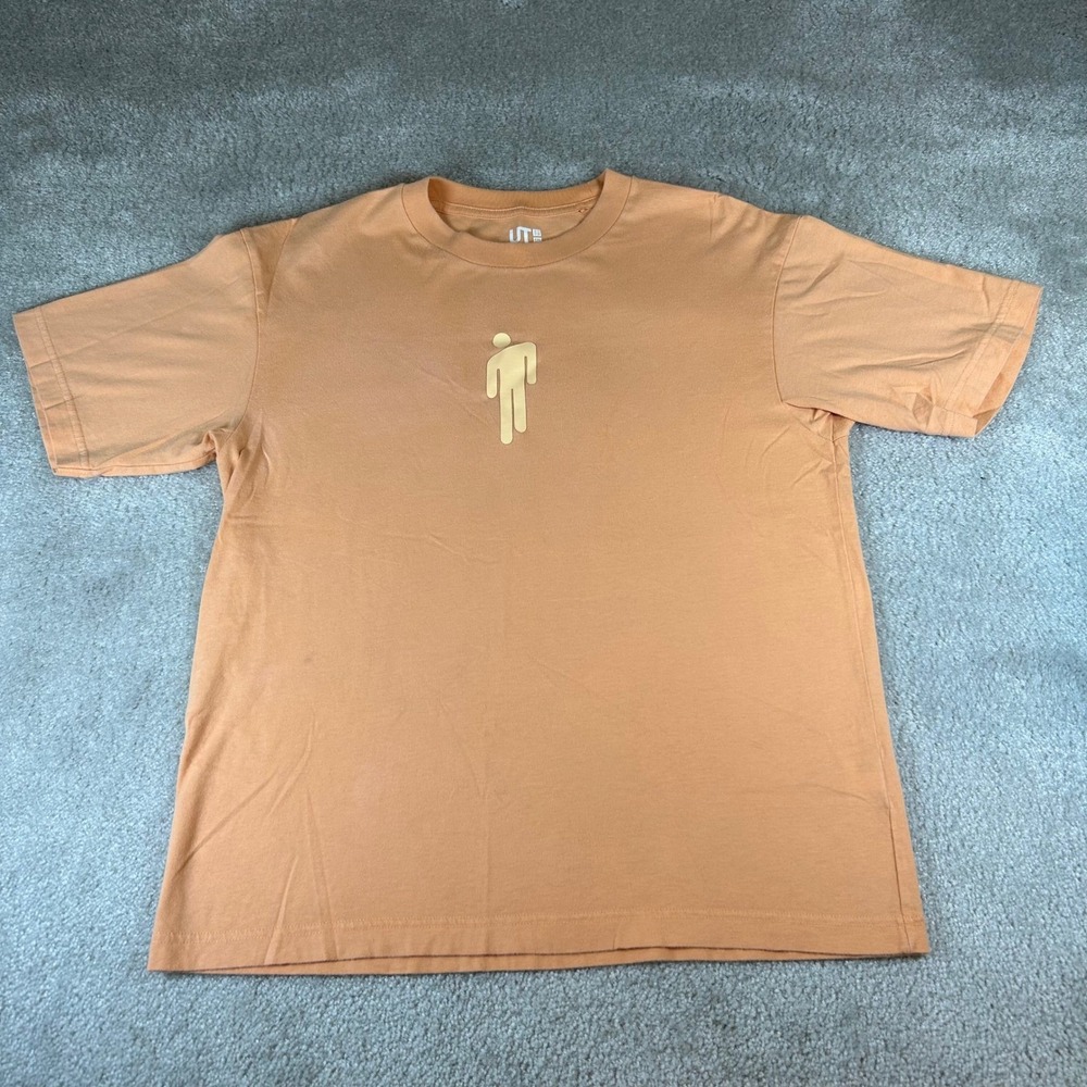 Uniqlo Billie Eilish T-Shirt Mens Small Orange Blohsh Graphic Tracklist Tee Rare
